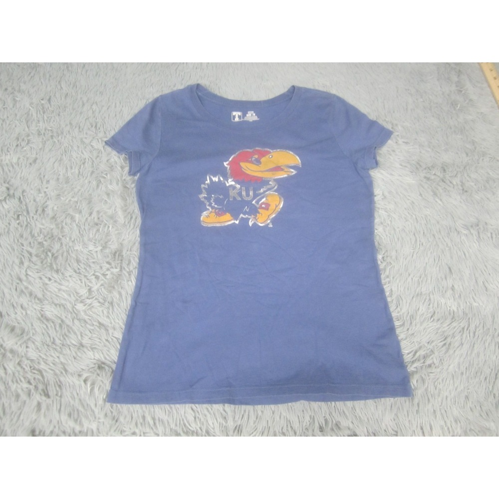 Kansas Jayhawks Shirt Womens Medium NCAA Basketball Graphic Print Short Sleeve